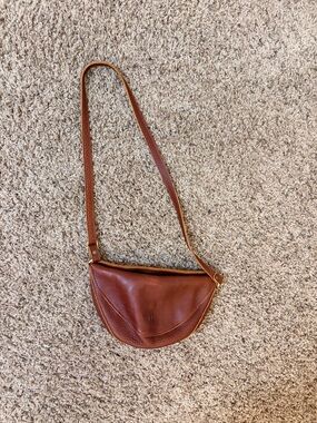 Portland Leather Brown Pebbled Leather Crossbody Bag